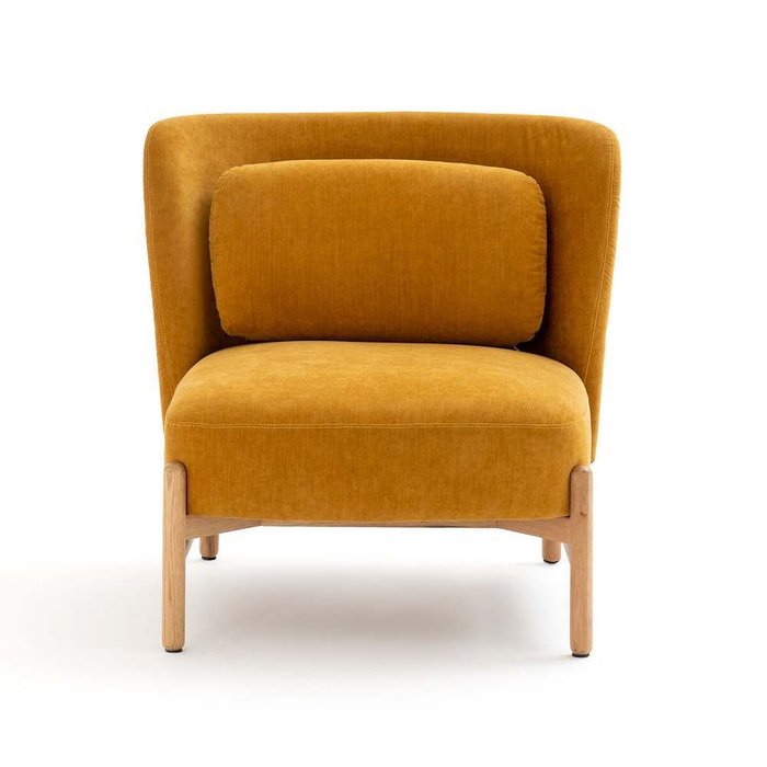Кресло из дуба и велюра Pyla желтого цвета - купить Интерьерные кресла по цене 44871.0
