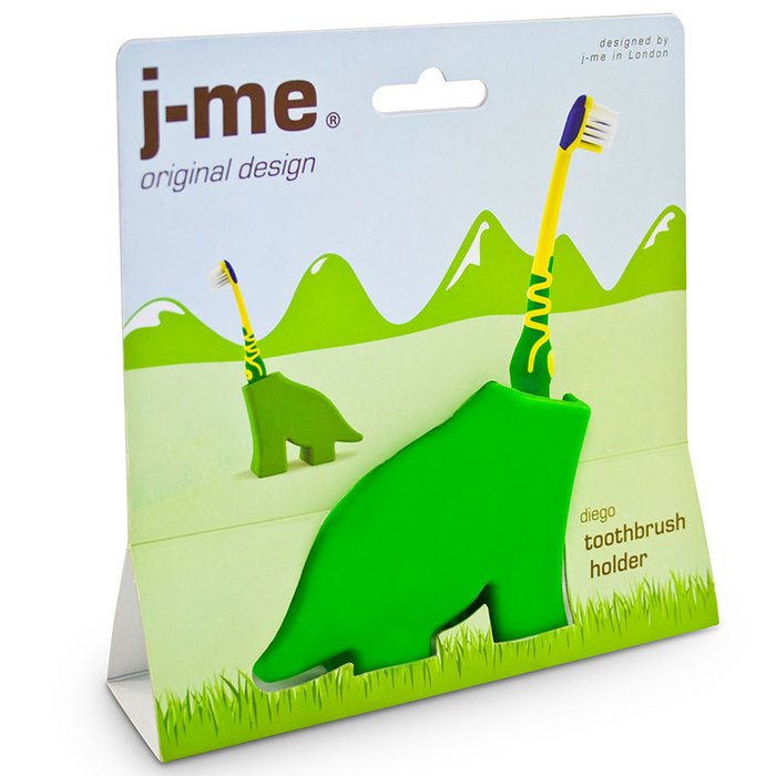 Держатель для зубной щетки J-me dinosaur зеленый - лучшие Стаканы и держатели для зубных щеток в INMYROOM