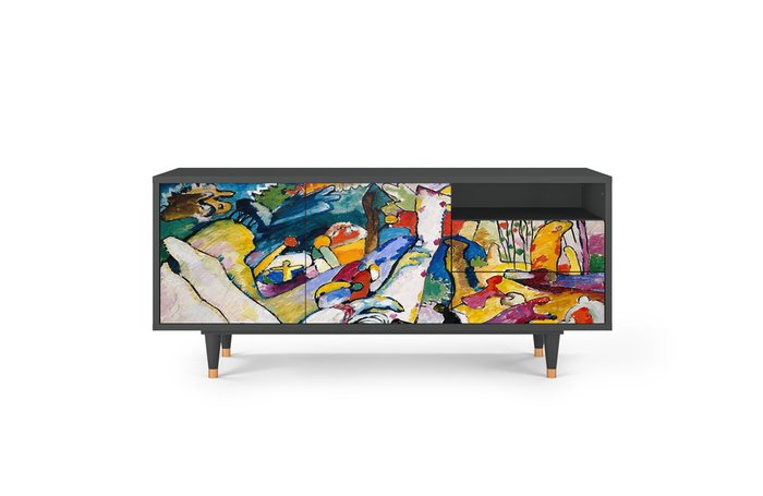 Тумба под TV T7 Improvisation 26 by Wassily Kandinsky с корпусом графитового цвета Тумба под TV T7 Improvisation 26 by Wassily Kandinsky с корпусом графитового цвета