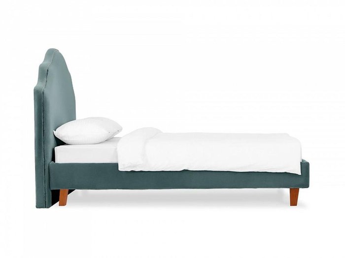 Кровать Queen II Victoria L 160х200 темно-бирюзового цвета с коричневыми ножками  - лучшие Кровати для спальни в INMYROOM