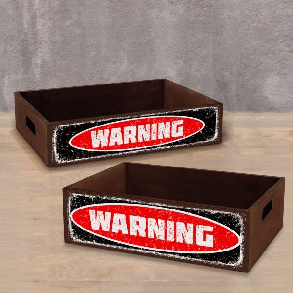 Деревянный ящик Warning темно-коричневого цвета