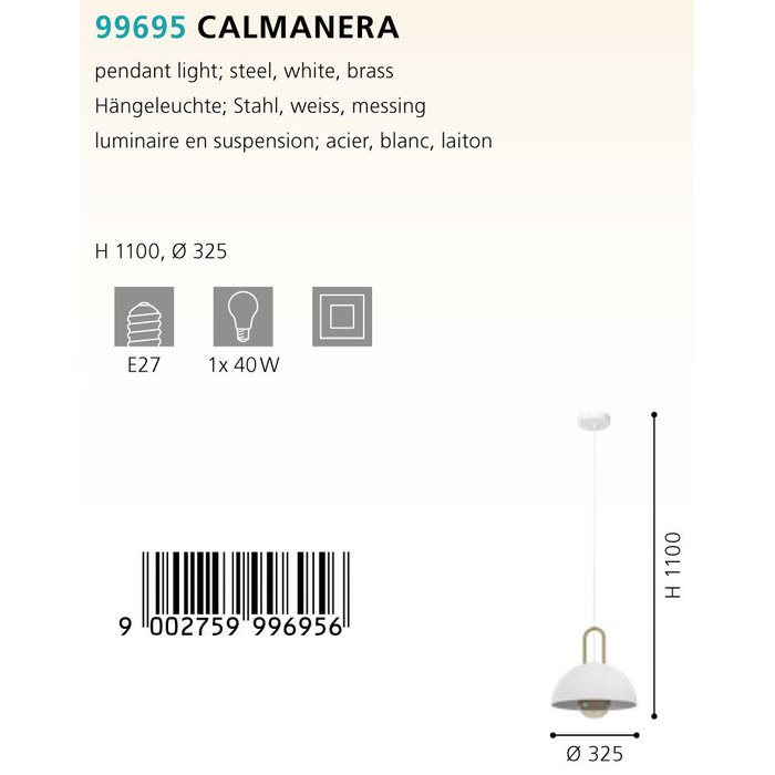 Подвесной светильник Calmanera белого цвета - купить Подвесные светильники по цене 7690.0