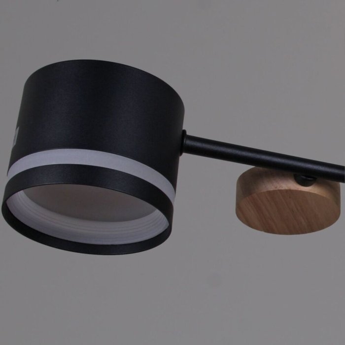 Люстра на штанге 68730-0.3-08 GX53 BK+WOOD (металл, цвет черный) - лучшие Подвесные люстры в INMYROOM