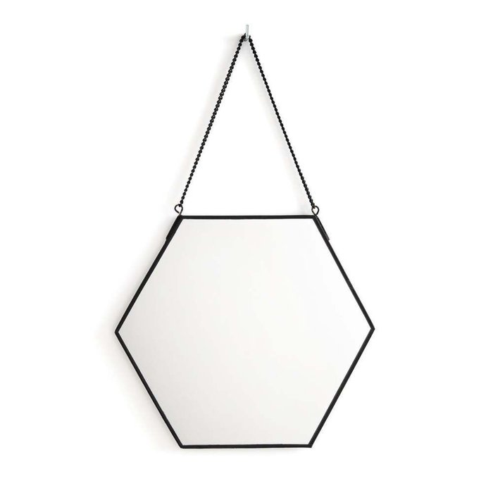 Зеркало настенное восьмиугольной формы Uyova черного цвета
