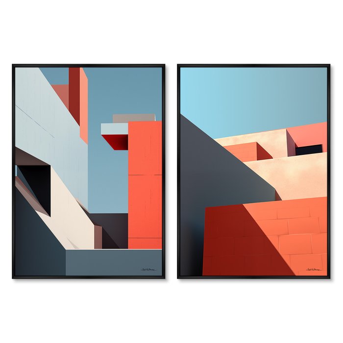 Набор из двух репродукций картин City morning geometry, 2024г.