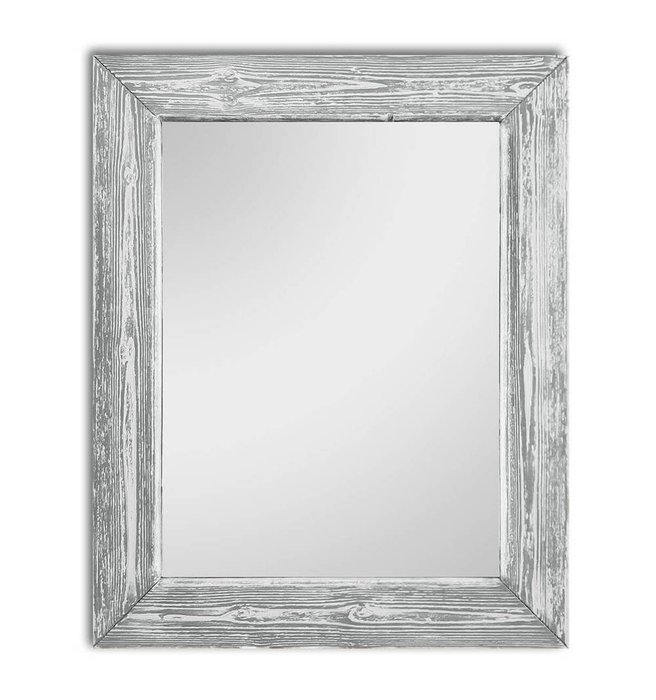 Настенное зеркало Шебби Шик в серой раме из массива сосны 55х55