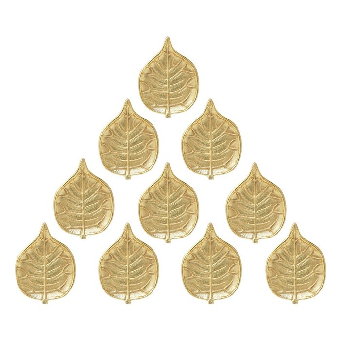 Набор из десяти настенных декоров Leaf золотого цвета