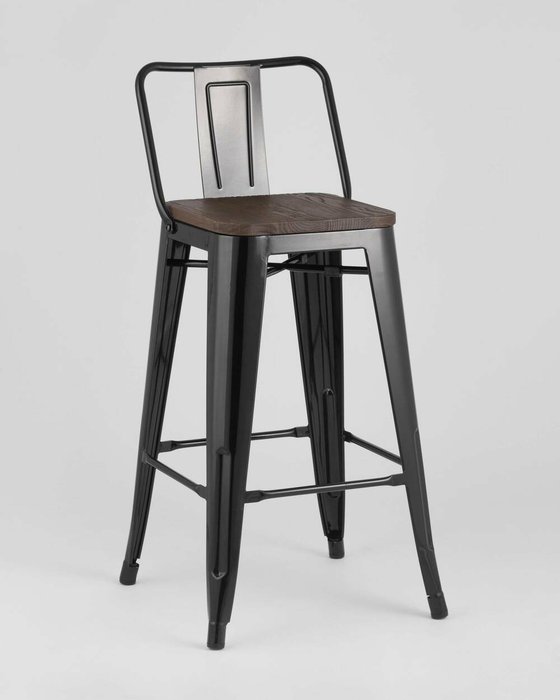 Стул барный Tolix Wood черного цвета - купить Барные стулья по цене 6990.0