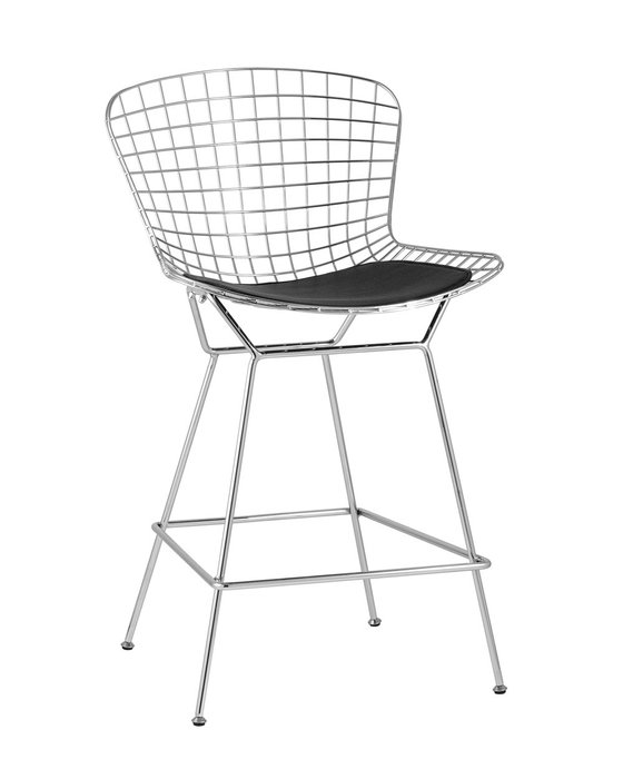 Стул полубарный Bertoia с черной подушкой Стул полубарный Bertoia с черной подушкой