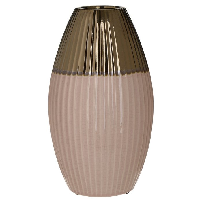 Керамическая ваза бежево-золотого цвета 