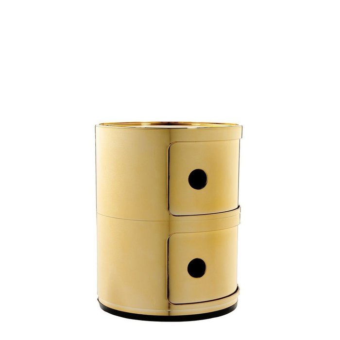 Прикроватная тумба 2 Componibili Gold с двумя ящиками золотого цвета  - купить Прикроватные тумбы по цене 17873.0