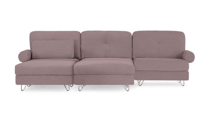 Угловой диван с двумя оттоманками Багамы темно-розового цвета - лучшие Угловые диваны в INMYROOM