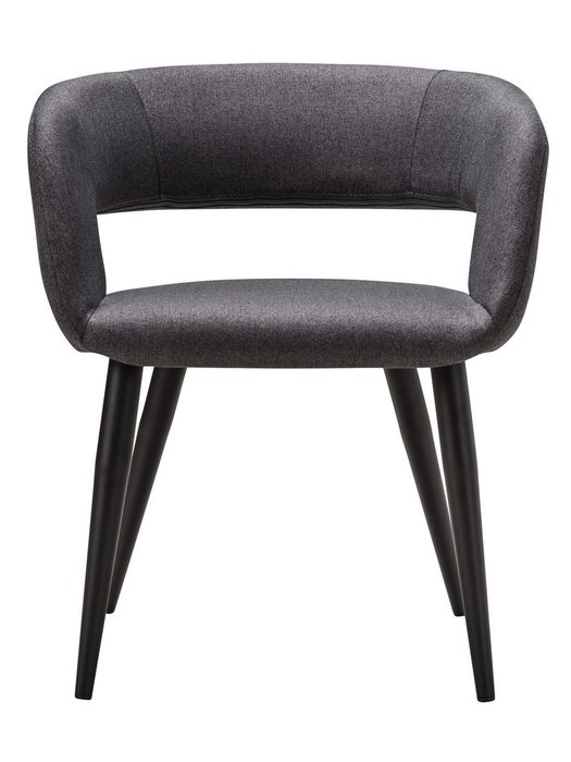 Стул с подлокотниками Hugs темно-серого цвета на черных ножках - лучшие Обеденные стулья в INMYROOM