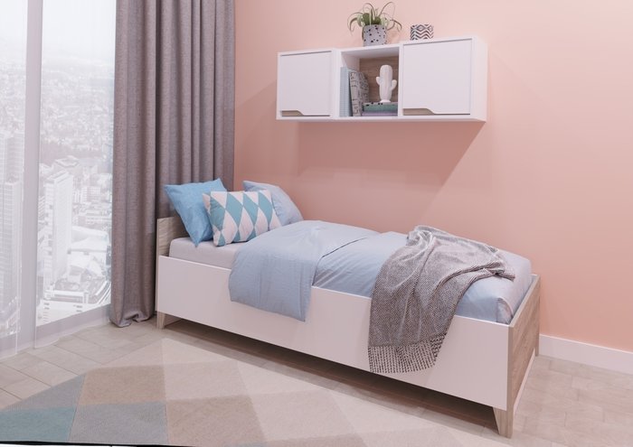 Кровать 80х180 бело-бежевого цвета - купить Кровати для спальни по цене 17183.0