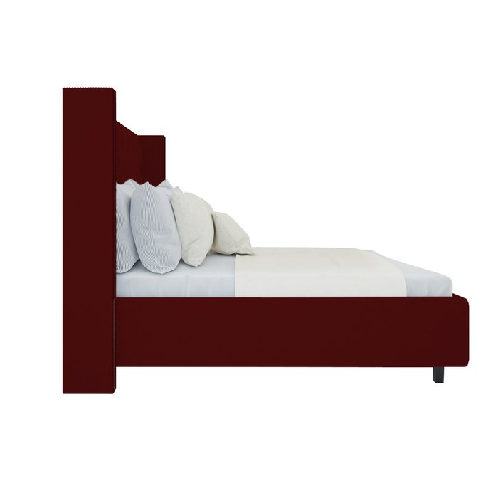 Кровать с декоративными гвоздиками Wing Велюр Красный 180x200  - купить Кровати для спальни по цене 102000.0