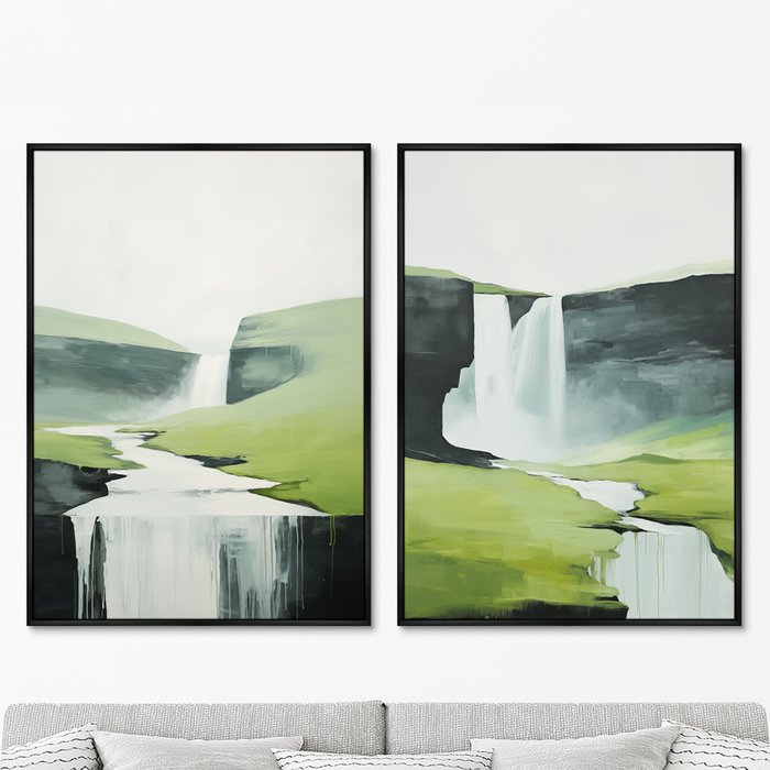 Набор из двух репродукций картин Landscape collection, Milky rivers, 2024г.