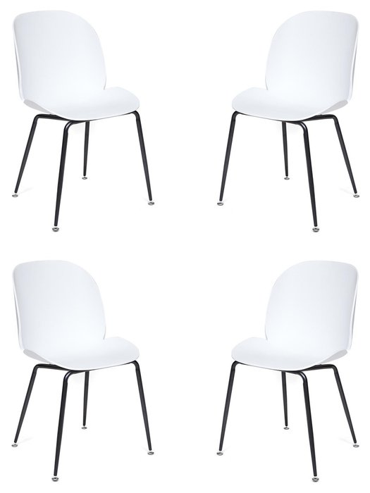 Комплект из четырех стульев Beetle белого цвета 