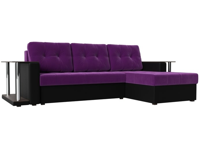 Угловой диван-кровать Даллас фиолетового цвета (ткань\экокожа)