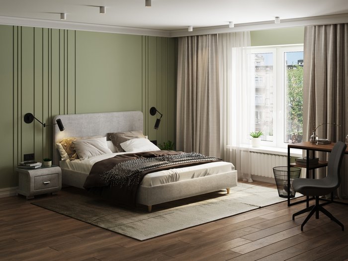 Кровать Mia 140х200 светло-серого цвета - купить Кровати для спальни по цене 28370.0