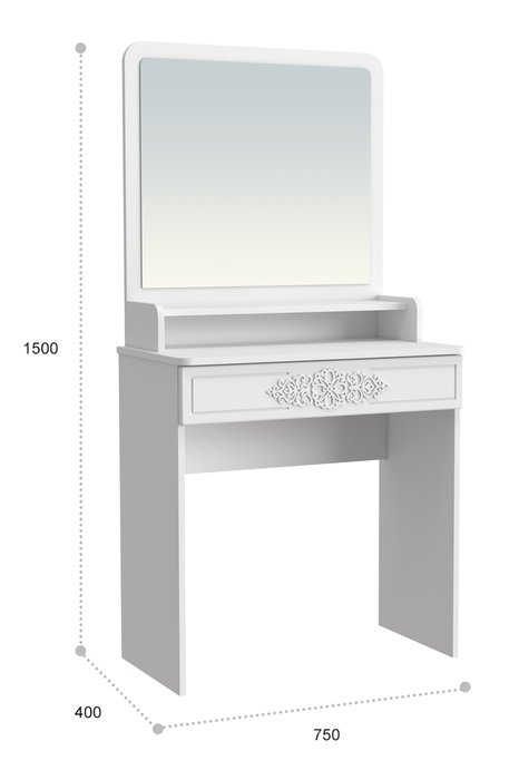 Туалетный столик Ассоль Лайт M белого цвета - лучшие Туалетные столики в INMYROOM