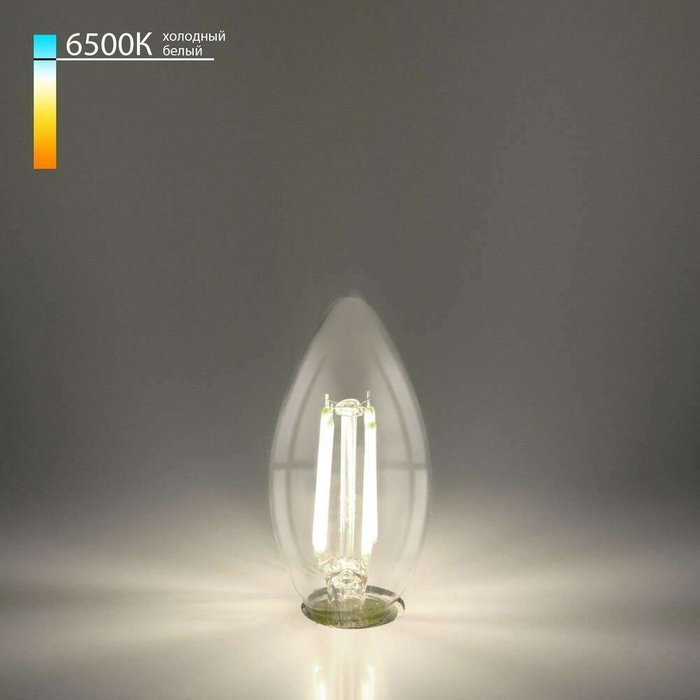 Филаментная светодиодная лампа "Свеча" C35 9W 6500K E14 прозрачная BLE1440 Свеча F
