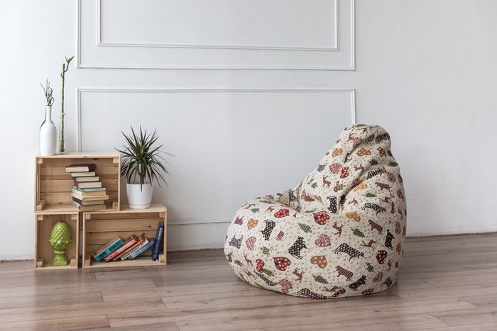 Кресло-мешок Груша L Village бежевого цвета - купить Бескаркасная мебель по цене 3599.0