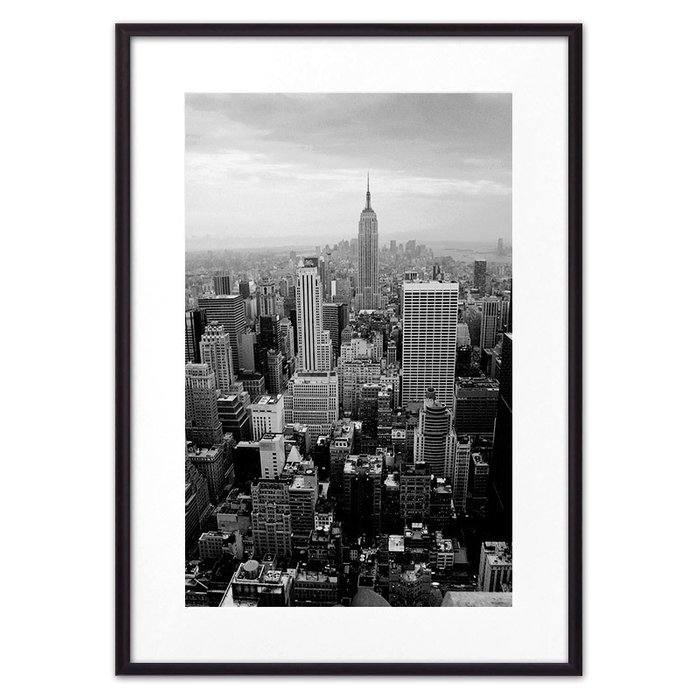 Постер в рамке Панорама Нью-Йорка ЧБ 21х30 см