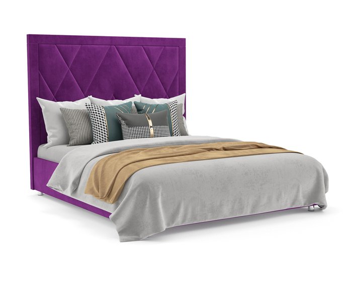 Кровать Треви 140х190 фиолетового цвета с подъемным механизмом (микровелюр)