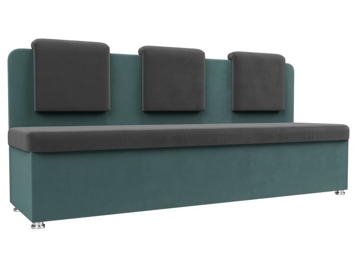 Кухонный прямой диван Маккон серо-бирюзового цвета