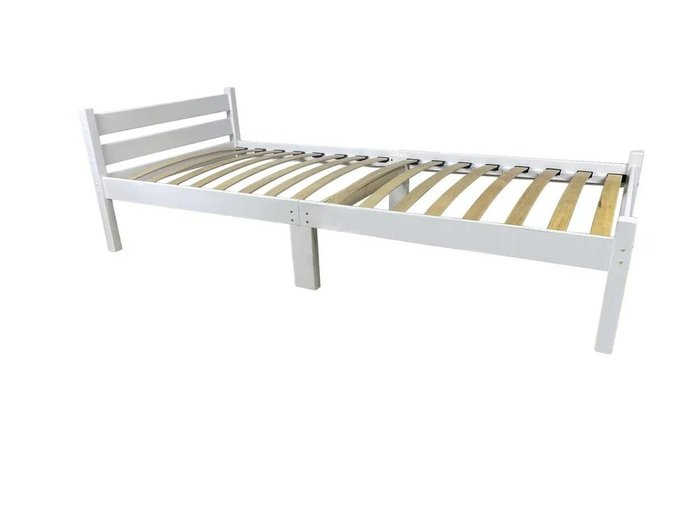 Кровать Компакт сосновая с ортопедическим основанием 60х190 белого цвета - купить Одноярусные кроватки по цене 9928.0