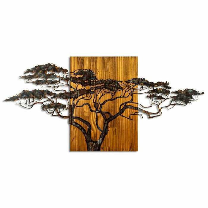 Настенный декор Дерево 144x70 коричнево-черного цвета