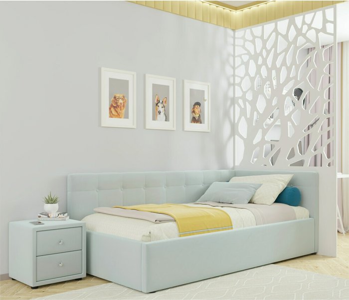 Кровать Colibri 80х160 мятного цвета с подъемным механизмом - купить Одноярусные кроватки по цене 21990.0