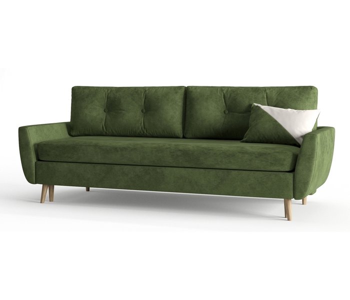 Диван-кровать Авиньон в обивке из велюра темно-зеленого цвета