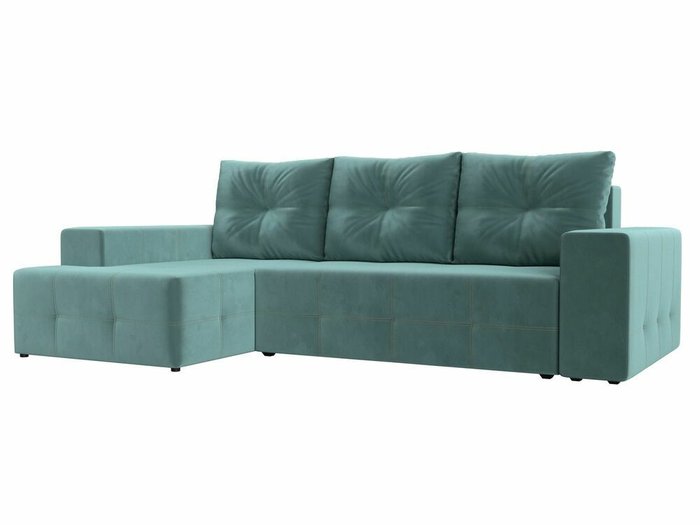 Угловой диван-кровать Перри бирюзового цвета левый угол