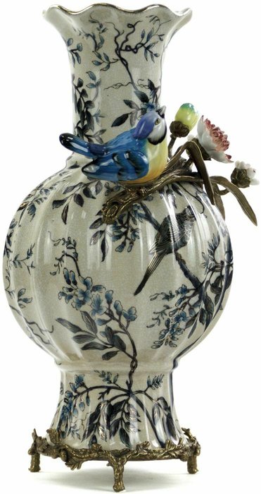 Фарфоровая ваза с птицей бело-синего цвета - купить Вазы  по цене 27530.0