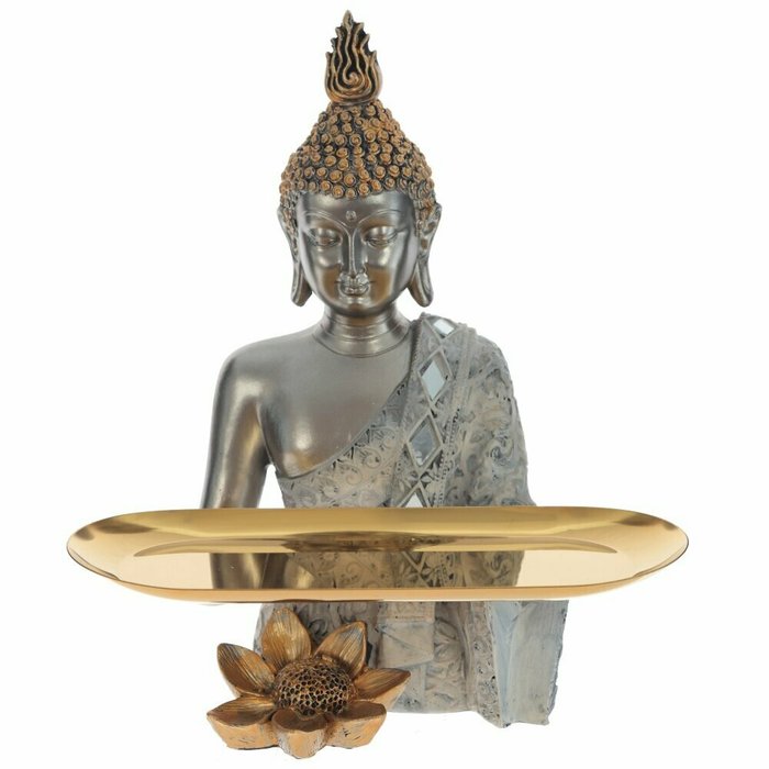 Фигурка декоративная Будда серебристо-золотого цвета