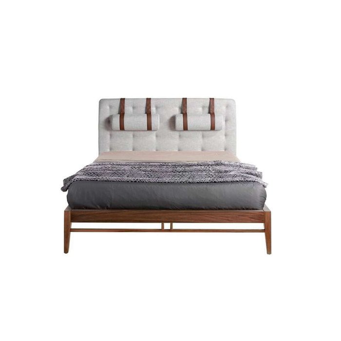 Кровать из массива ореха 160x200 коричневого цвета - лучшие Кровати для спальни в INMYROOM