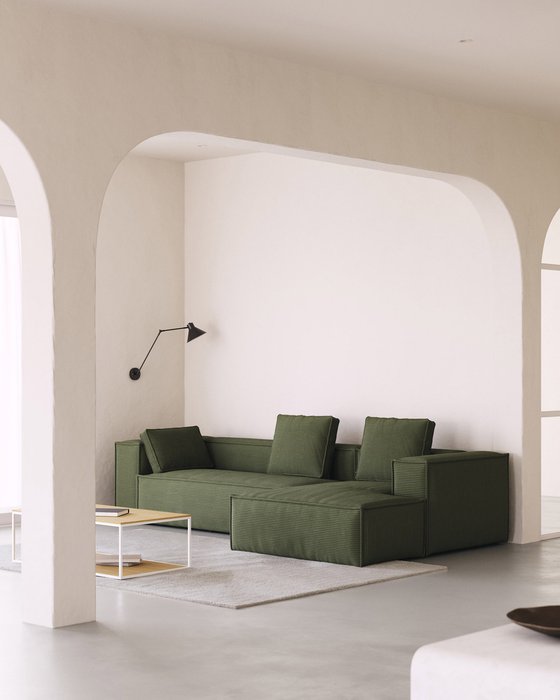 Угловой диван Blok 300 зеленого цвета правый - лучшие Угловые диваны в INMYROOM