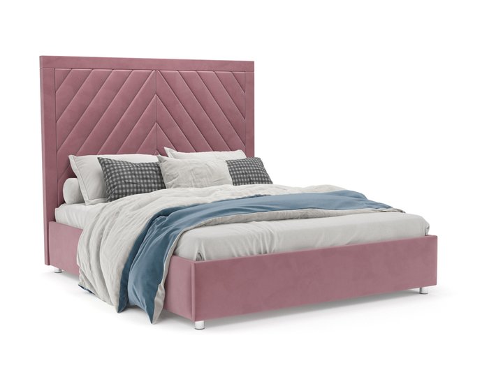 Кровать Мишель 160х190 пудрового цвета с подъемным механизмом (велюр)