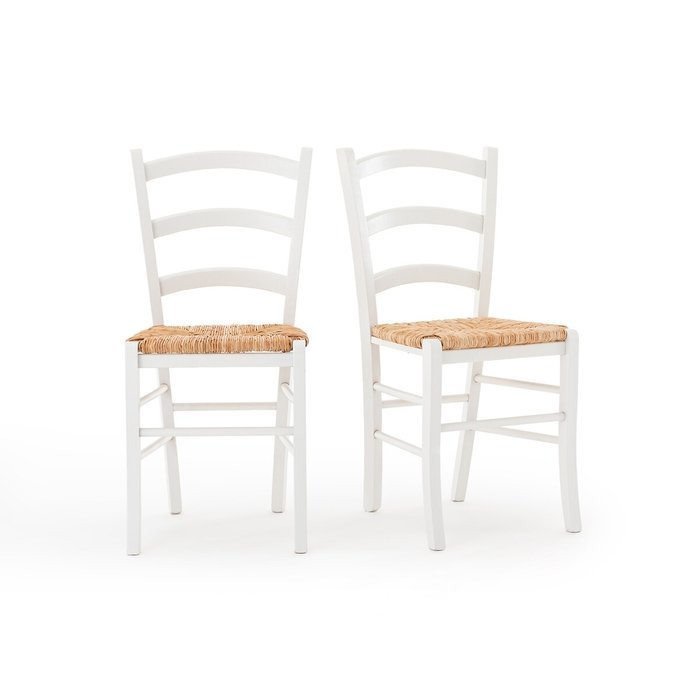 Комплект из двух стульев с плетеным сидением Perrine белого цвета