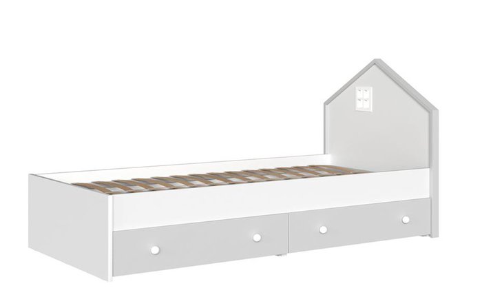 Кровать Хома 90х200 бело-серого цвета - лучшие Одноярусные кроватки в INMYROOM