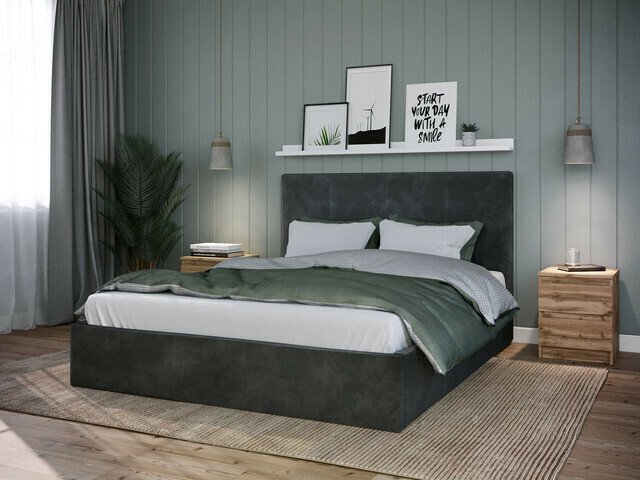 Кровать с подъемным механизмом Соната 180х200 серого цвета - лучшие Кровати для спальни в INMYROOM