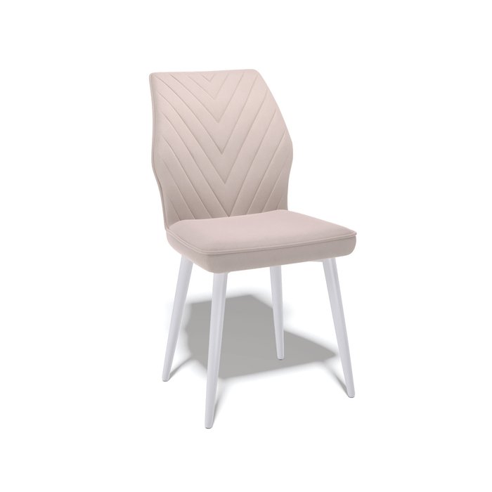 Обеденный стул 186S бежевого цвета с белыми ножками