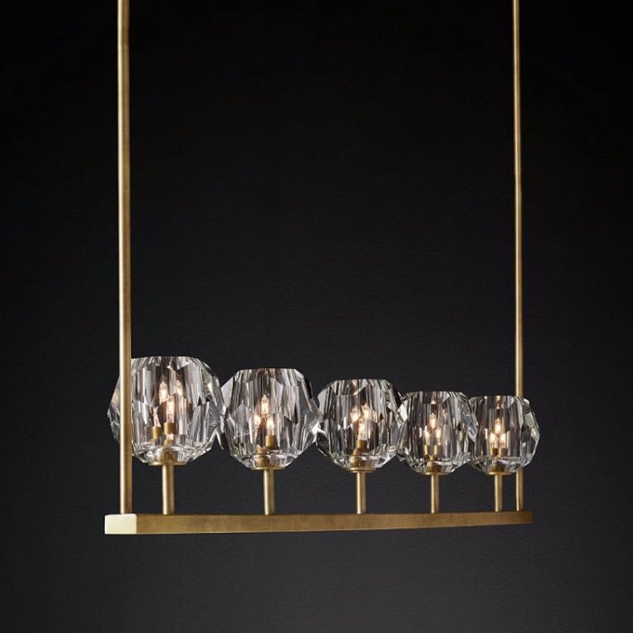Люстра RH Boule De Cristal Linear Chandelier 5 Bronze - купить Подвесные люстры по цене 67160.0