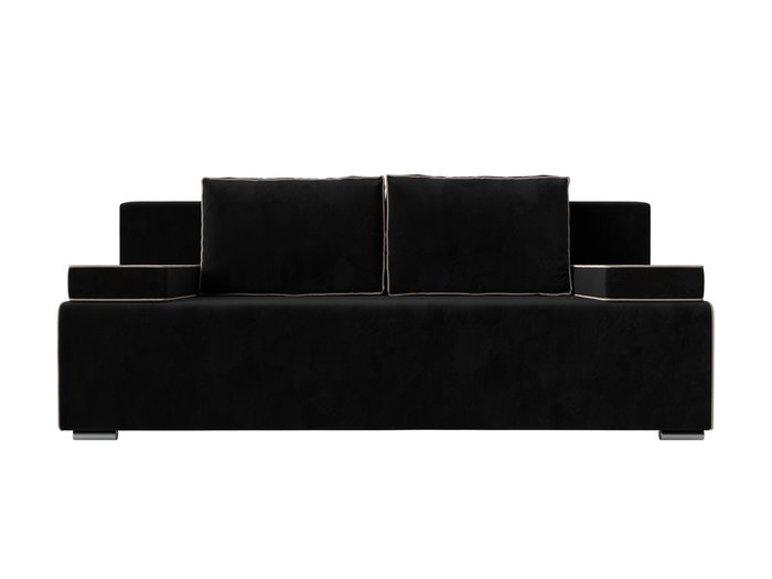 Прямой диван-кровать Фидель черно-бежевого цвета - купить Прямые диваны по цене 34990.0