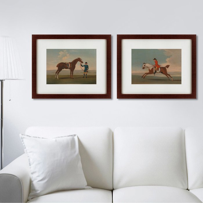 Репродукция картины Chestnut racehorse exercised by a trainer 1730 г. - лучшие Картины в INMYROOM