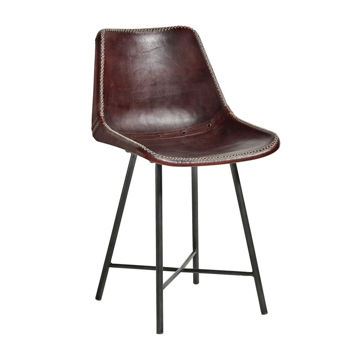 Обеденный стул в темно-коричневой коже
