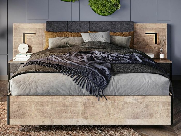 Кровать Стокгольм 140х200 серо-бежевого цвета - лучшие Кровати для спальни в INMYROOM