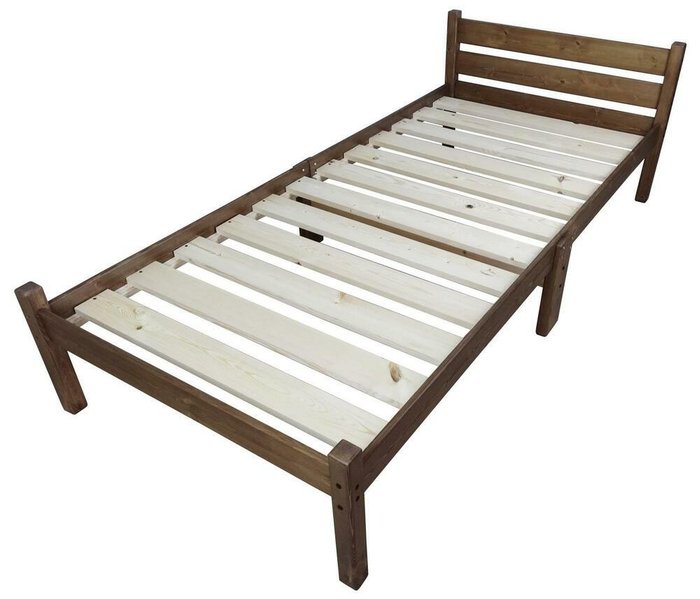 Кровать односпальная Классика Компакт сосновая 80х200 цвета темный дуб - купить Кровати для спальни по цене 10291.0
