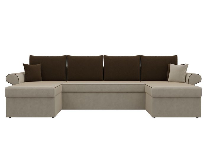Угловой диван-кровать Милфорд коричнево-бежевого цвета - купить Угловые диваны по цене 73990.0